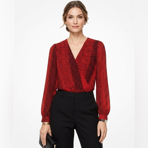 Michael Kors Tops - Size M, Michael Kors Orange /brown Blouse